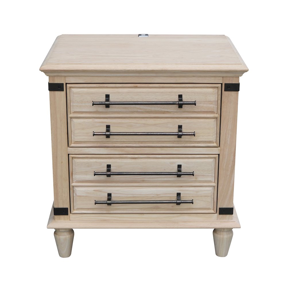2-Drawer Nightstand with USB Charging, Wide Ready to Finish Bedside Chest. Picture 1