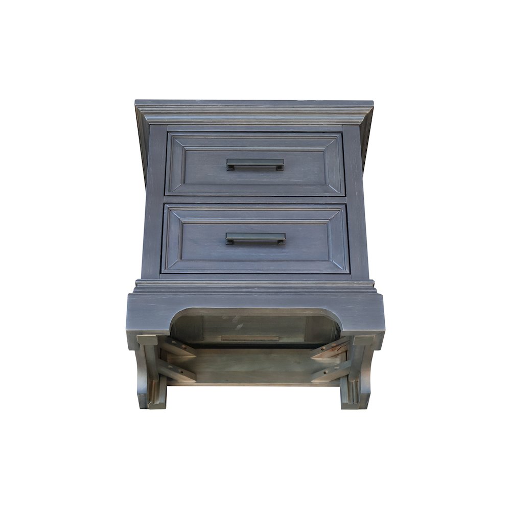 2-Drawer Nightstand with USB Charging Port, Modern Heather Gray Bedside Table. Picture 11