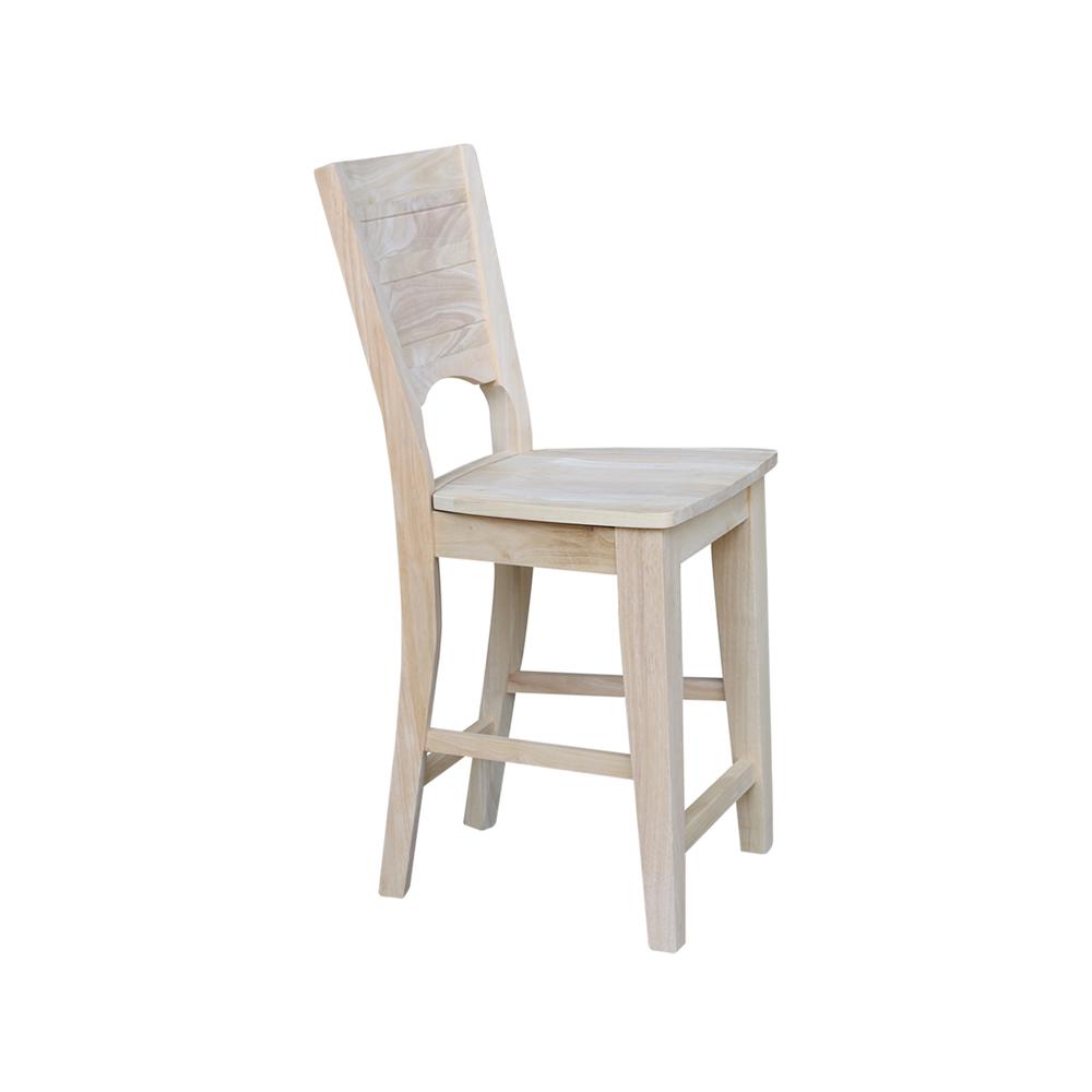 Canyon Collection Solid Back Counter height Stool - 24" Seat Height, Unfinished. Picture 4