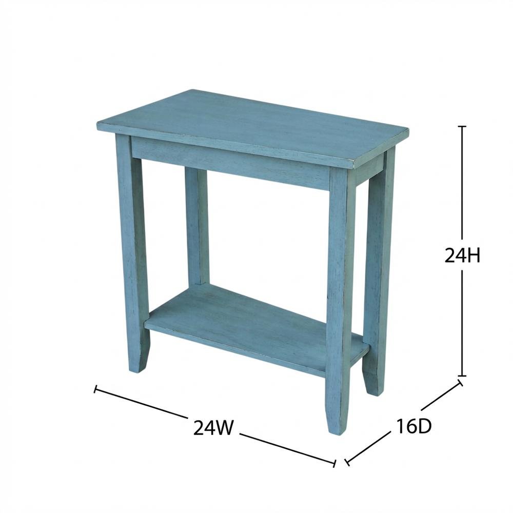Ocean Blue Accent Table with Antique Rubbed Finish for Stylish Living Spaces. Picture 7