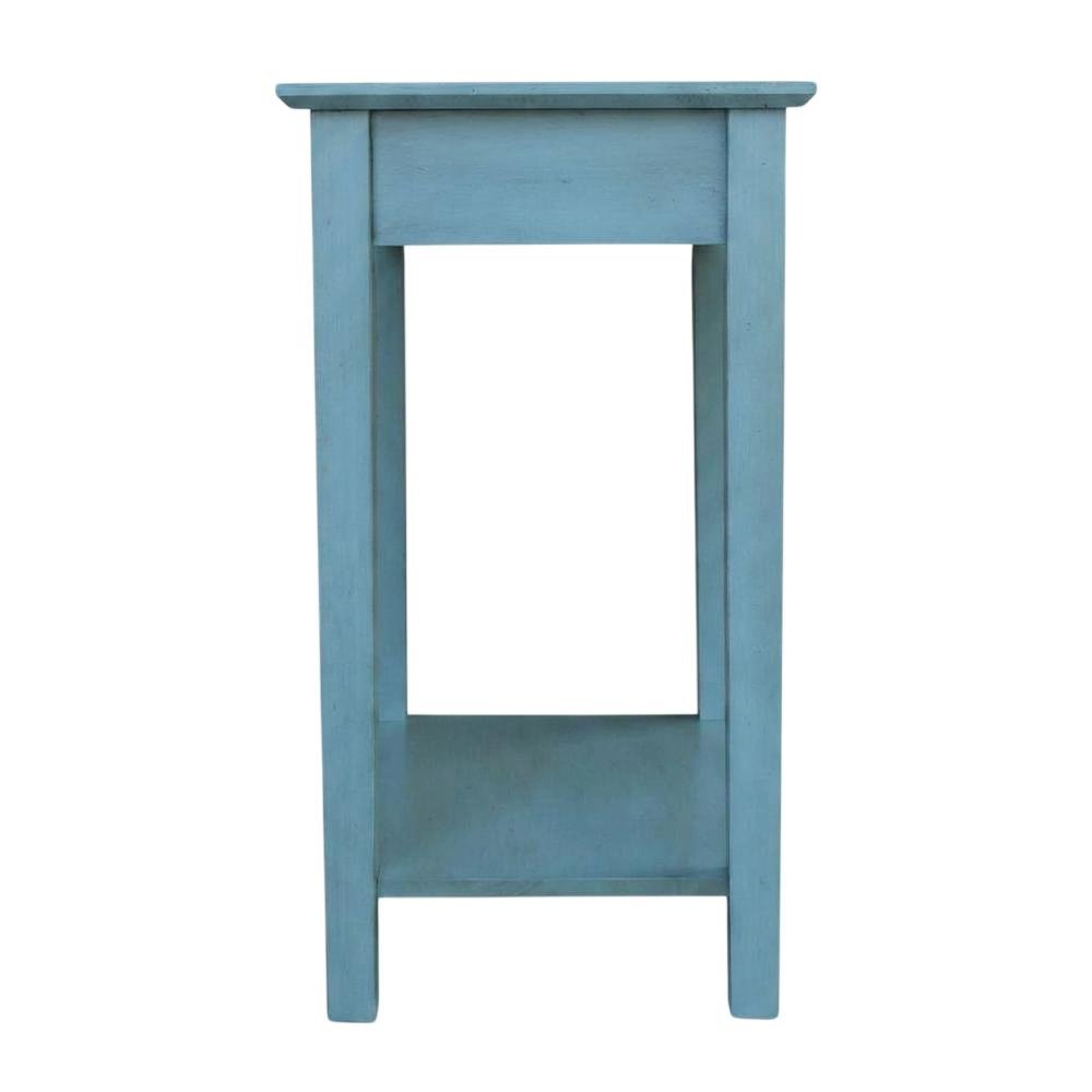Ocean blue narrow end table with antique rubbed finish for classic living spaces. Picture 4