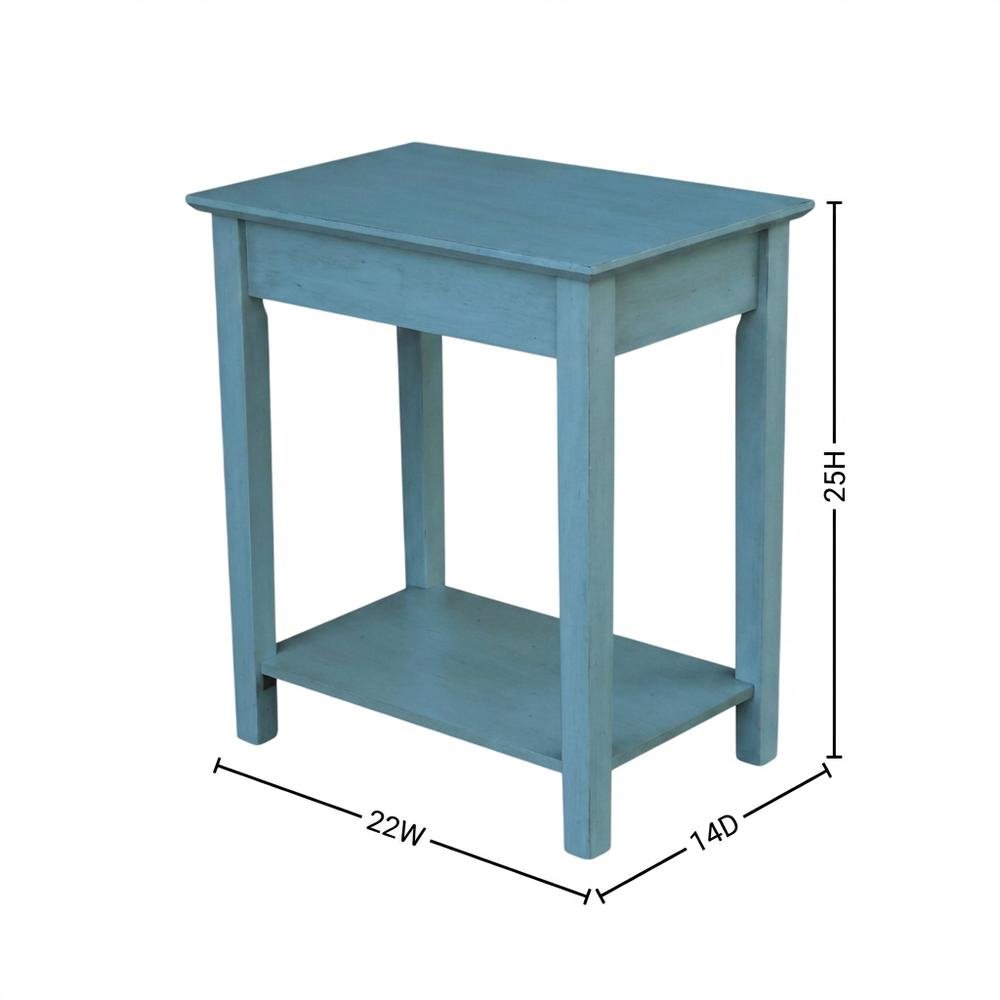 Ocean blue narrow end table with antique rubbed finish for classic living spaces. Picture 7