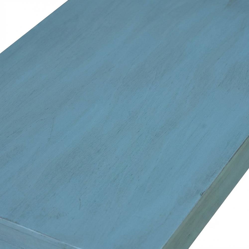 Ocean blue narrow end table with antique rubbed finish for classic living spaces. Picture 5
