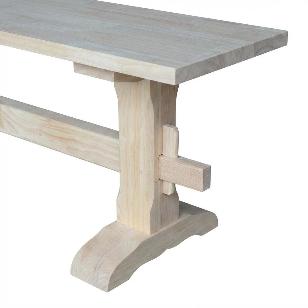 Unfinished Trestle Bench with Sturdy Construction and Wipe Clean Finish. Picture 5