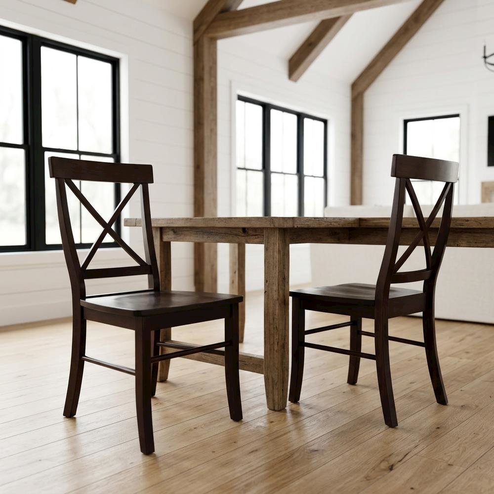 Solid Wood X-Back Dining Chair, Farmhouse Kitchen Chair for Dining Room. Picture 4