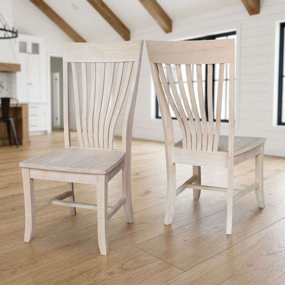 Unfinished Solid Hardwood Dining Chairs for Kitchen or Dining Room, Set of 2. Picture 4