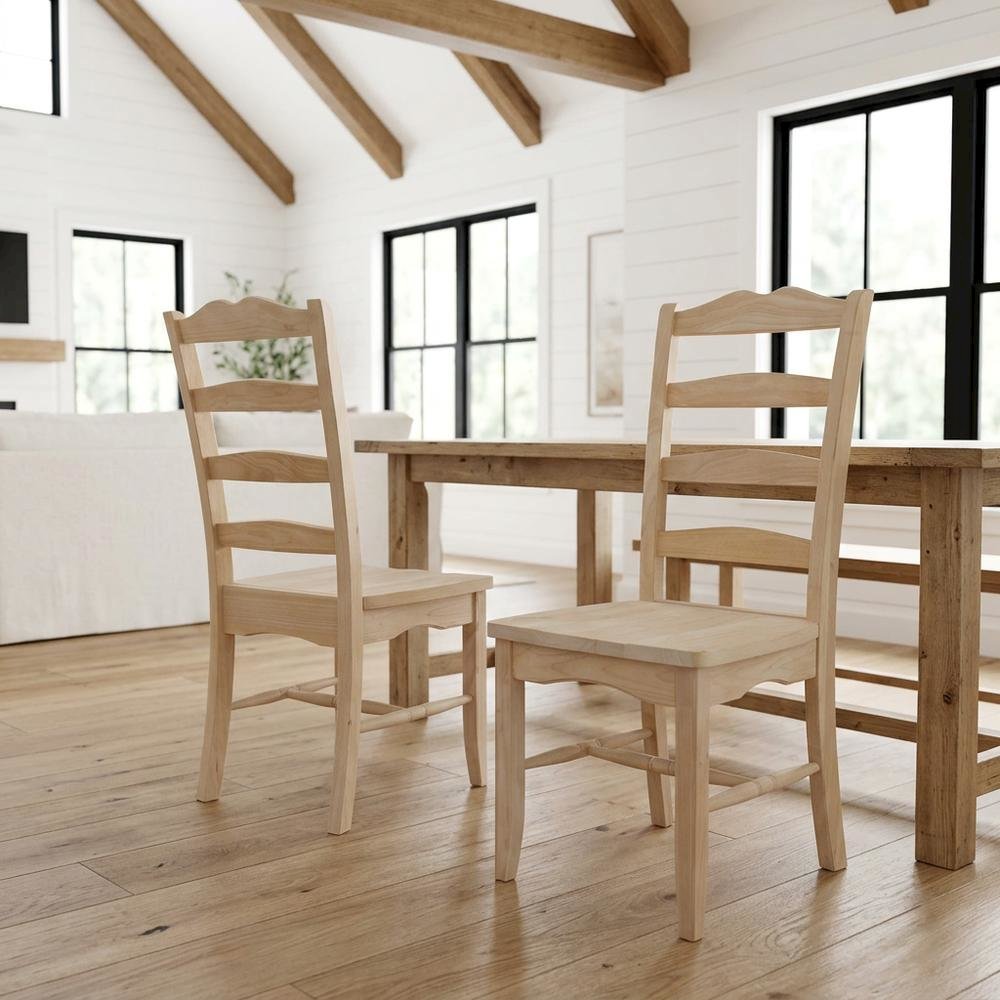 Magnolia Unfinished Hardwood Dining Chairs, Set of Two for Kitchen. Picture 4