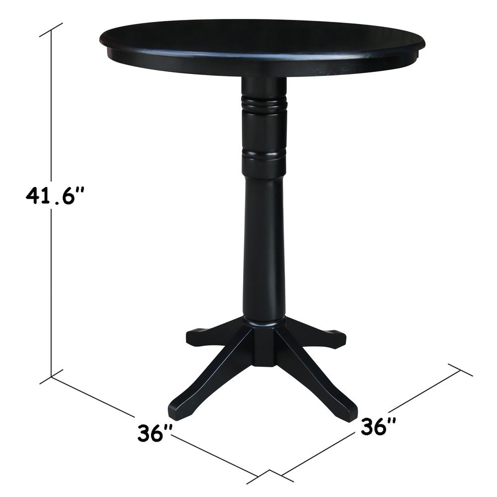 36" Round Top Pedestal Table - 40.9"H, Black. Picture 1