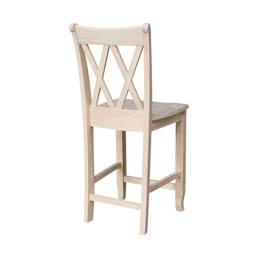 Double X-Back Counter height Stool - 24" Seat Height , Unfinished. Picture 10