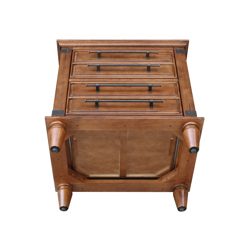 2-Drawer Nightstand with USB Charging, Rich Bourbon Brown Wide Bedside Chest. Picture 10