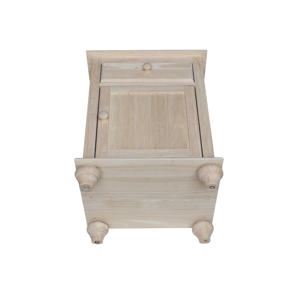 Solid Wood Nightstand with Storage Cabinet, Ready to Finish Bedside Table. Picture 9