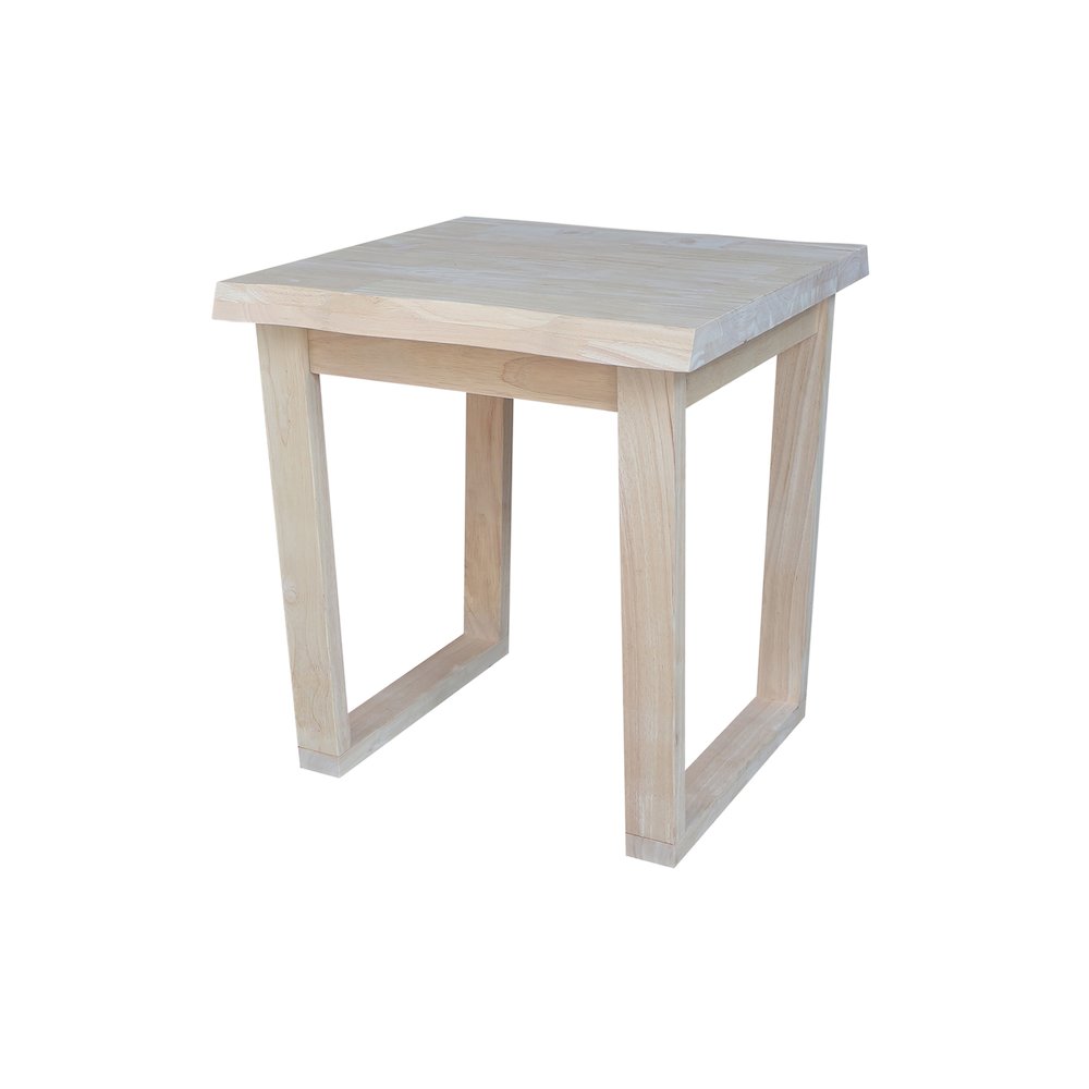 Live Edge Solid Wood End Table, Unfinished. Picture 1