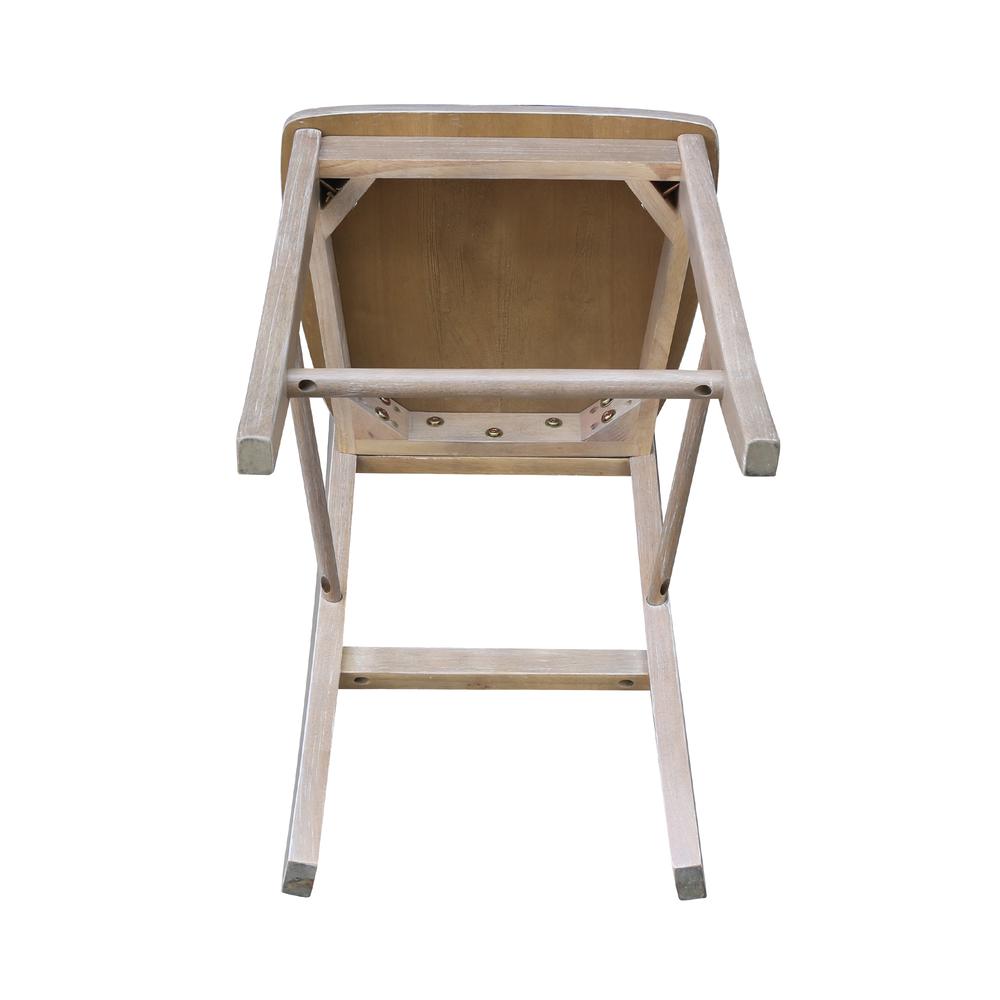 X-Back Counter height Stool - 24" Seat Height, Washed Gray Taupe. Picture 3