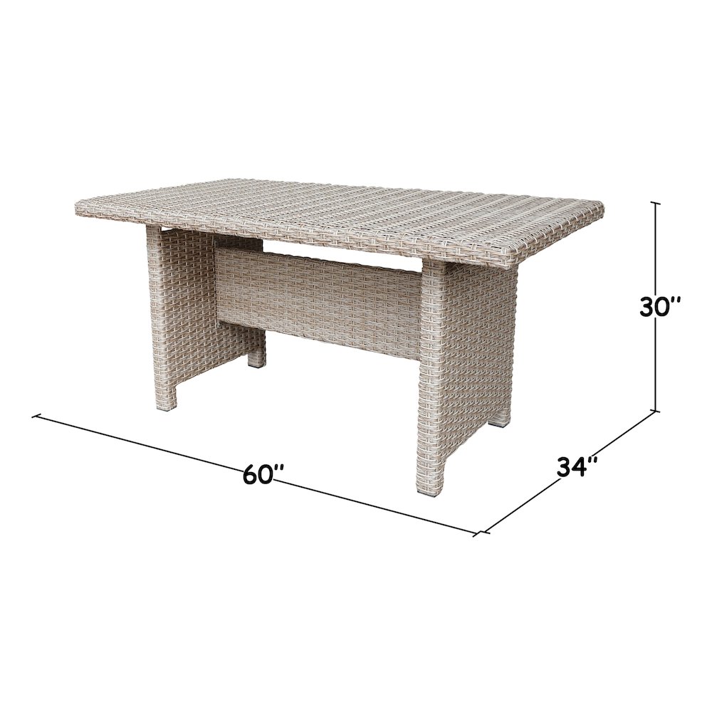 Outdoor 5 Piece Wicker Patio Furniture Set with a Table and 4 Stools, Natural. Picture 6