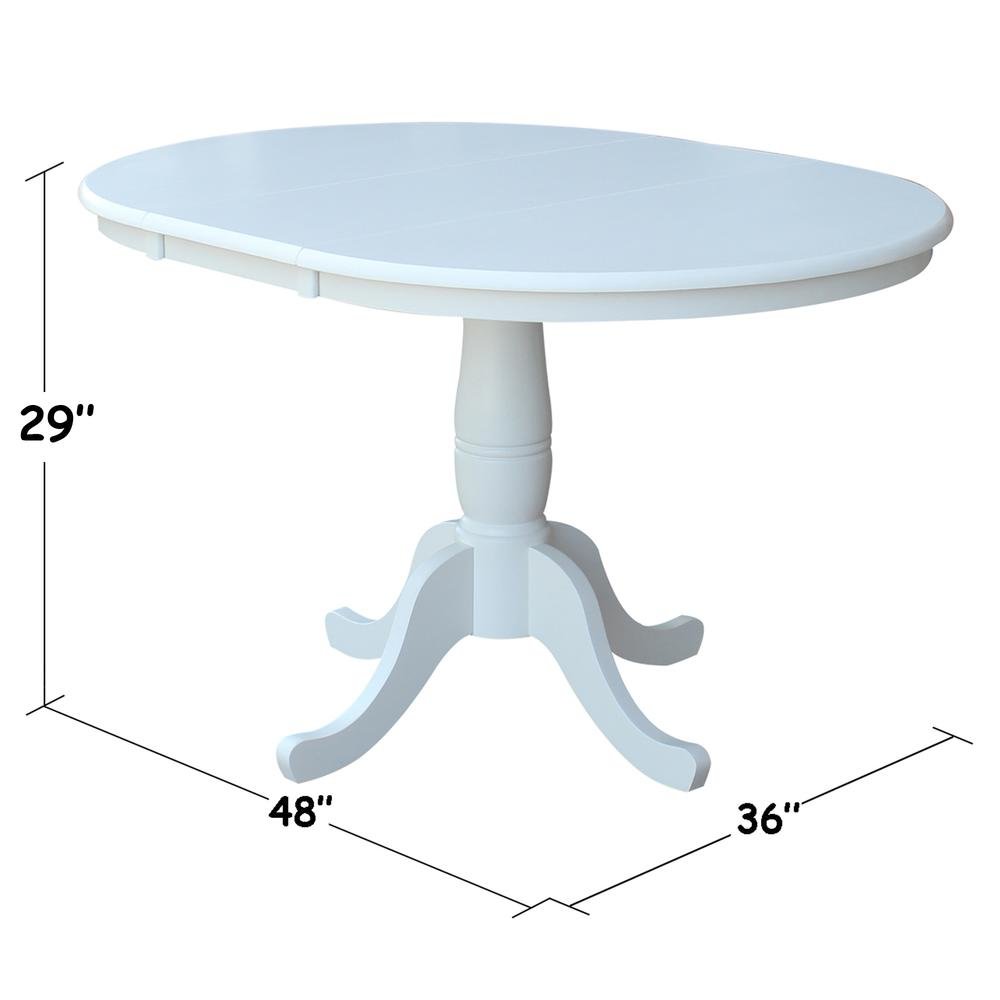 36" Round Top Pedestal Table With 12" Leaf - 28.9"H - Dining Height, White. Picture 5