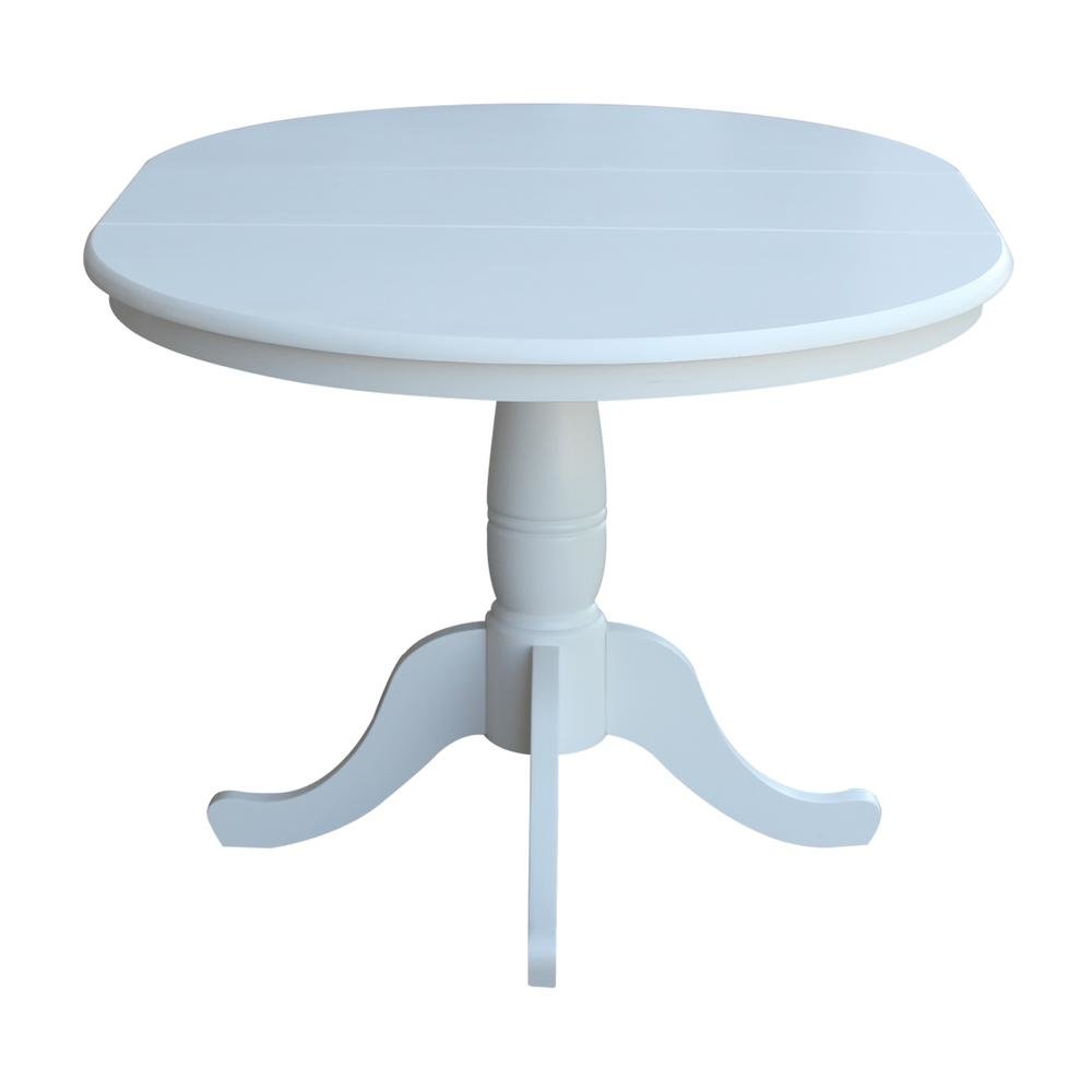 36" Round Top Pedestal Table With 12" Leaf - 28.9"H - Dining Height, White. Picture 3