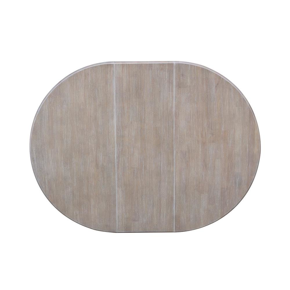 36" Round Top Pedestal Table With 12" Leaf - 28.9"H - Dining Height, Washed Gray Taupe. Picture 7