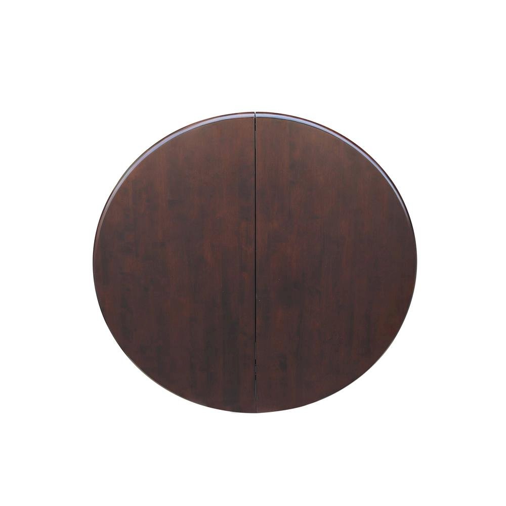 36" Round Top Pedestal Table With 12" Leaf - 28.9"H - Dining Height, Rich Mocha. Picture 7