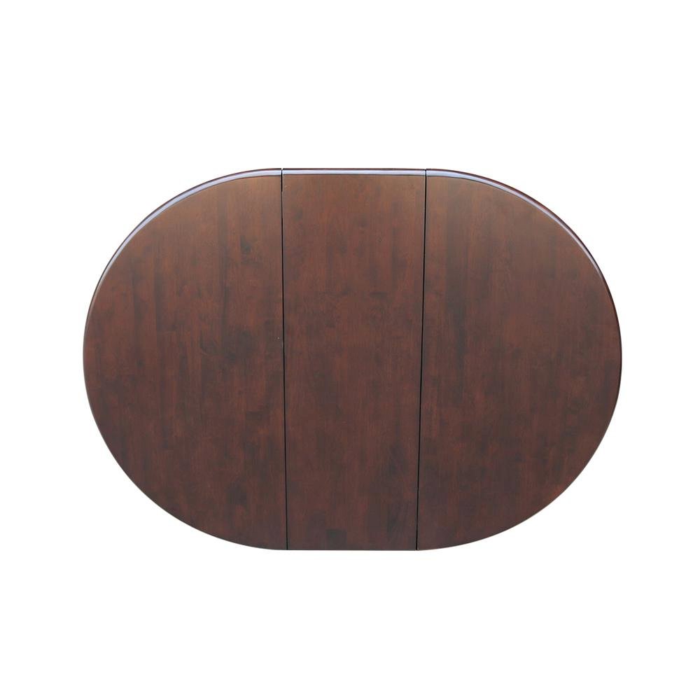 36" Round Top Pedestal Table With 12" Leaf - 28.9"H - Dining Height, Rich Mocha. Picture 6