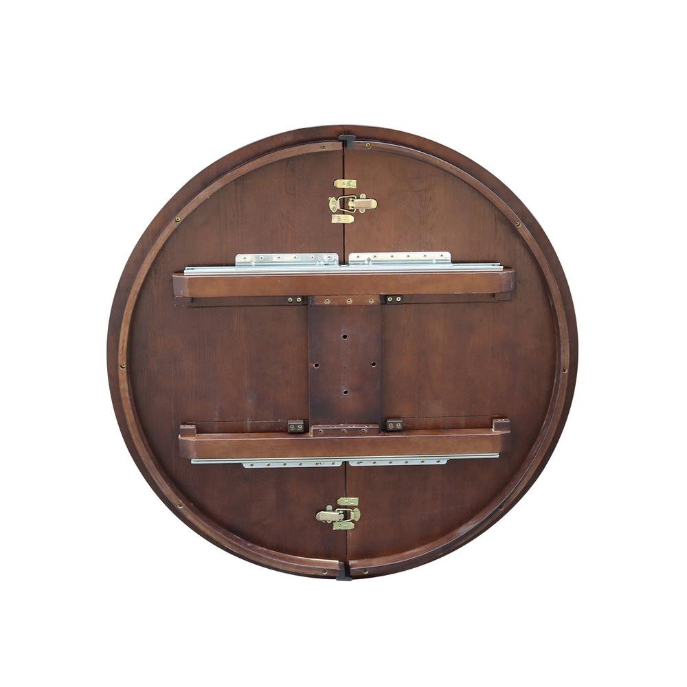36" Round Top Pedestal Table With 12" Leaf - 28.9"H - Dining Height, Rich Mocha. Picture 8
