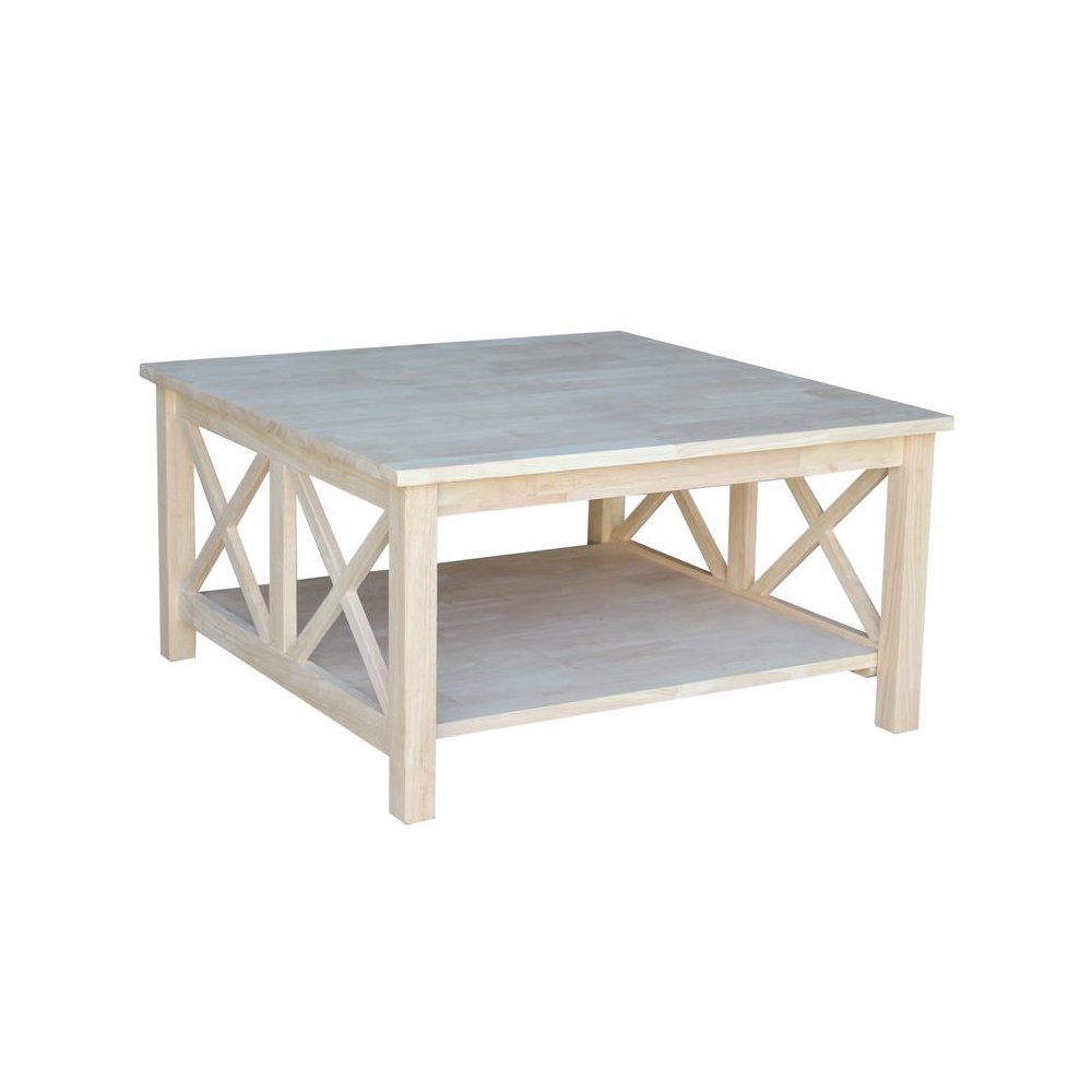 Hampton Square Coffee Table, Unfinished. Picture 1