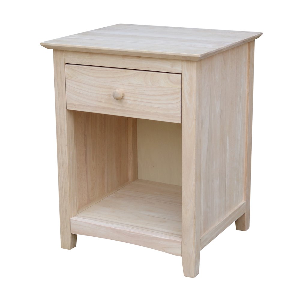 Solid Wood 1-Drawer Nightstand, Unfinished Ready to Finish Bedside Table. Picture 3