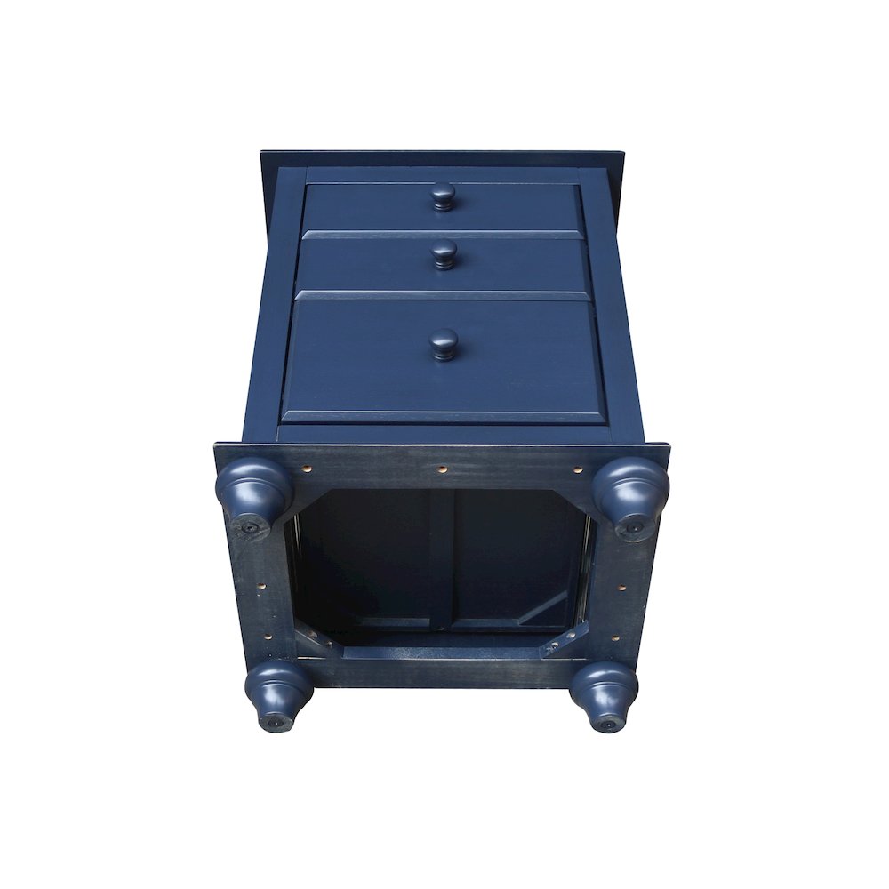 3-Drawer Nightstand, Modern Denim Blue Bedside Table with Tiered Storage. Picture 10