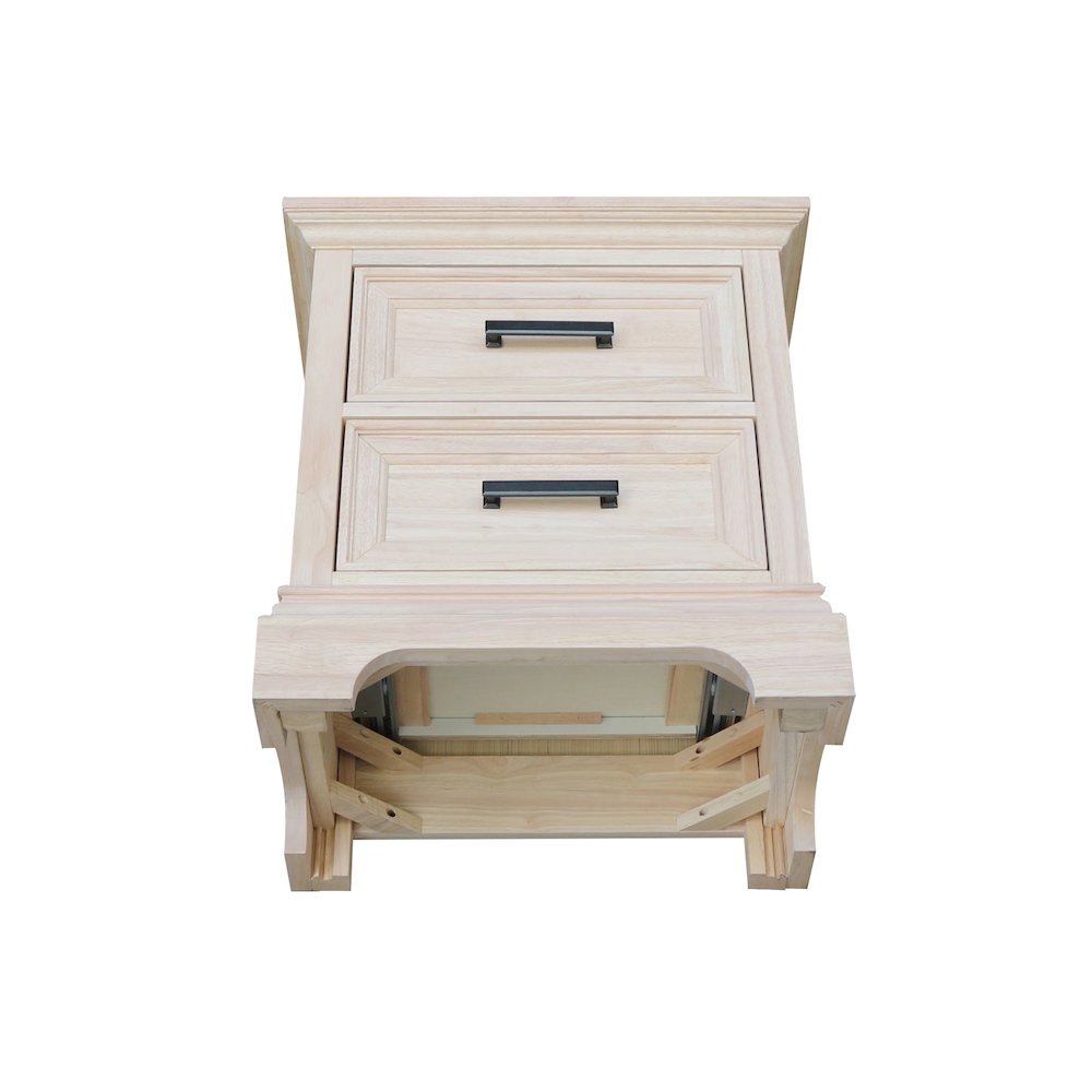 2-Drawer Nightstand with USB Charging Port, Ready to Finish Bedside Table. Picture 10