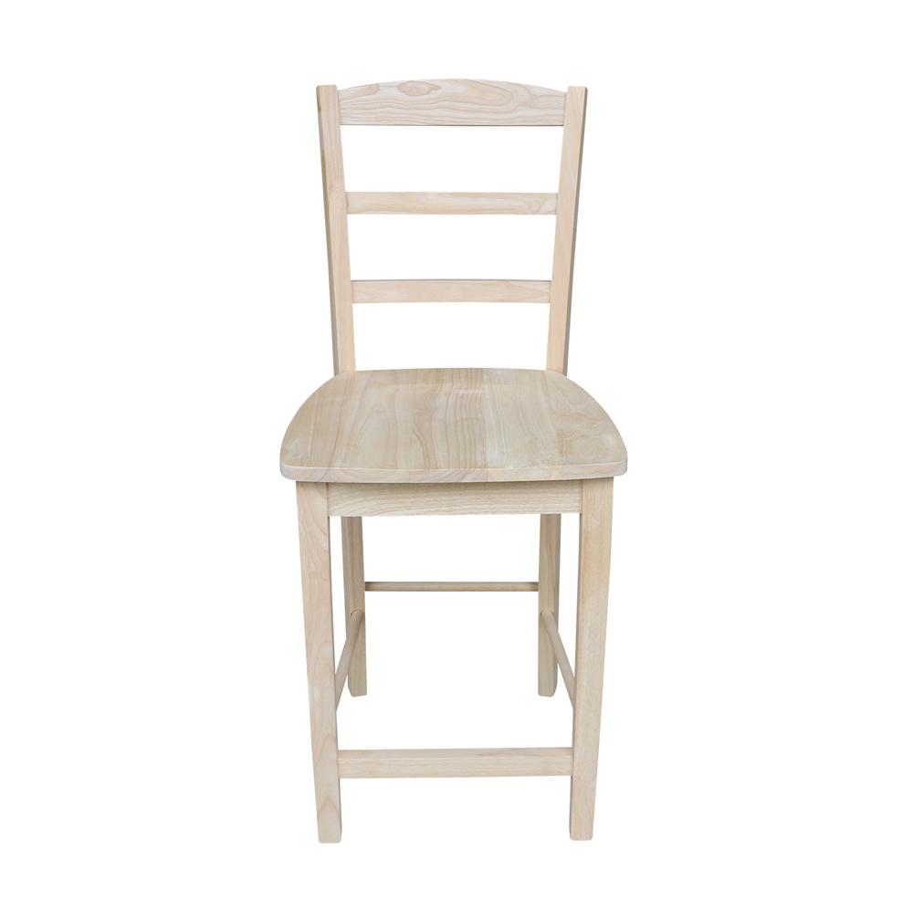 Madrid Counter height Stool - 24" Seat Height, Unfinished. Picture 5