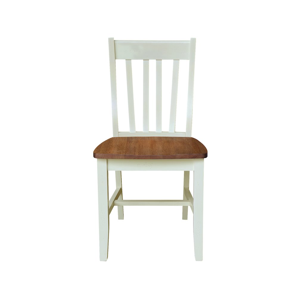 Set of Two Cafe Dining Chairs, Hickory/Shell. Picture 3