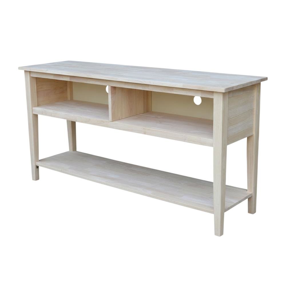 Unfinished Hardwood TV Stand with Spacious Surface for Modern Living. Picture 1