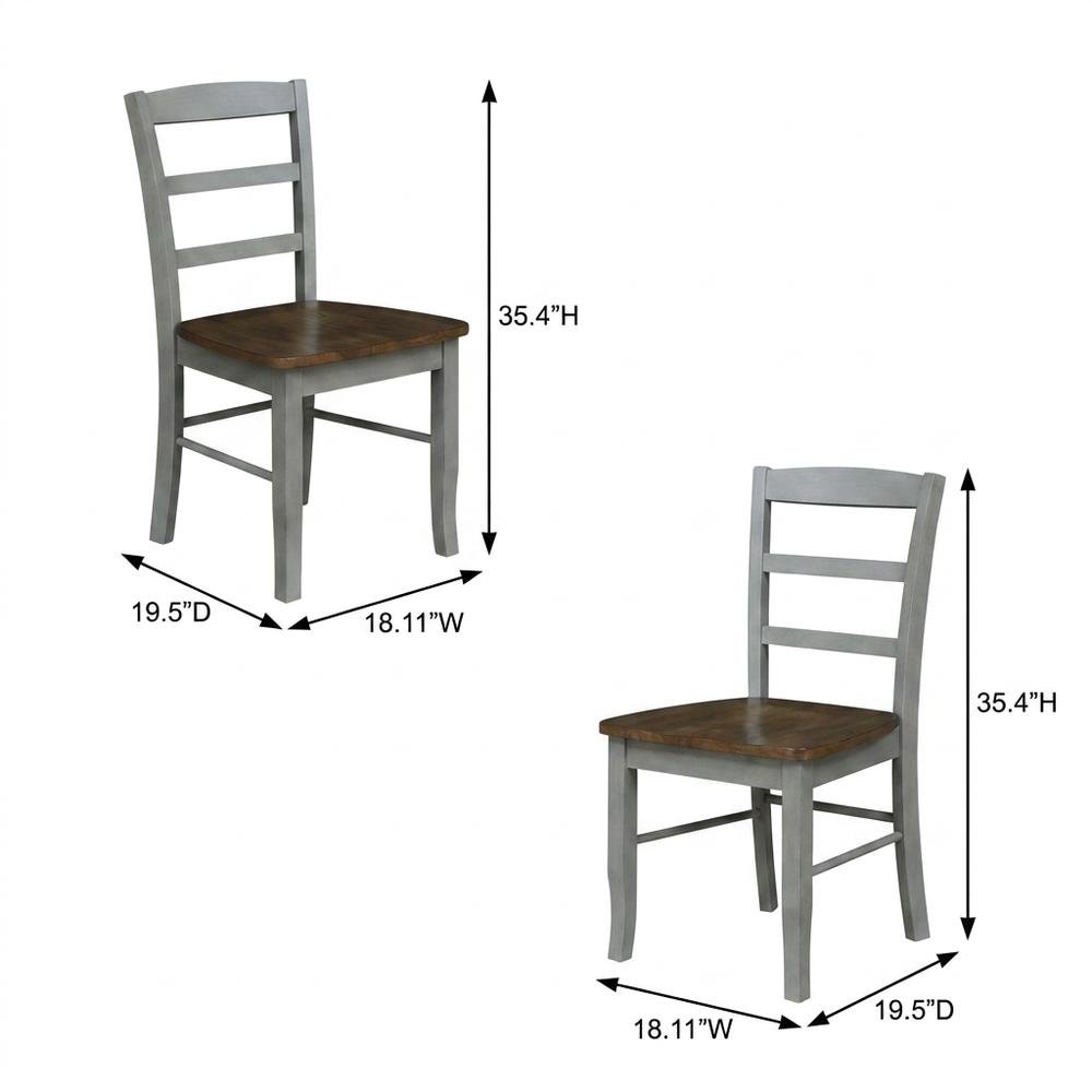 Madrid Ladderback Solid Wood Dining Chairs for Kitchen and Dining Room, Set of 2. Picture 5