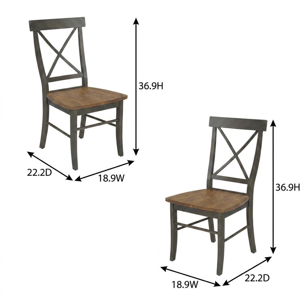 Hardwood X-Back Dining Chairs with Solid Wood Seat for Dining Room, Set of 2. Picture 5