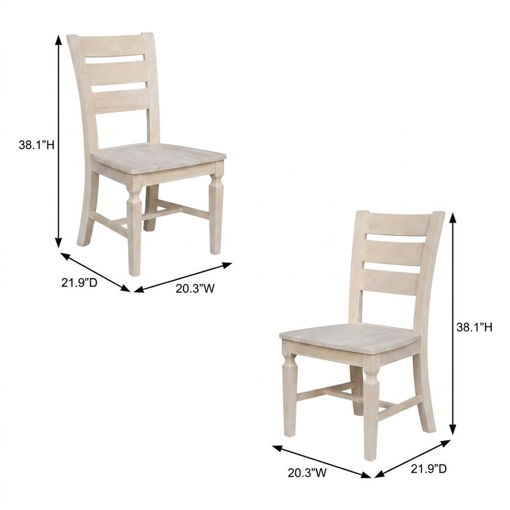 Solid Hardwood Ladder-Back Dining Chairs, Unfinished, Set of 2. Picture 5