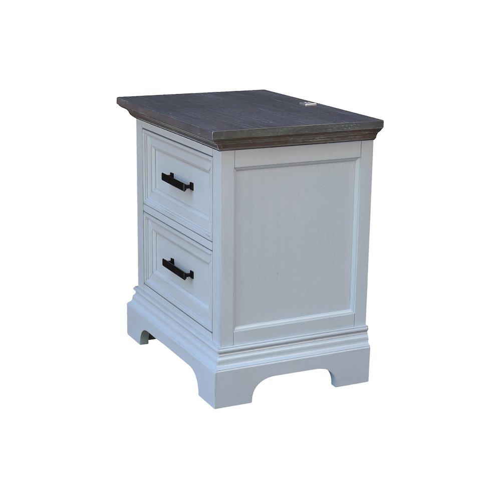 2-Drawer Nightstand with USB Charging, Mist & Heather Gray Bedside Table. Picture 5