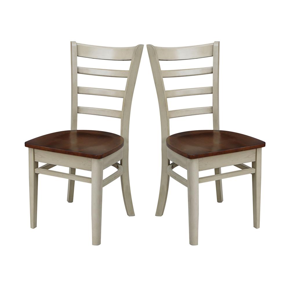 Set of Two Emily Side Chairs, Antiqued Almond/Espresso. Picture 4