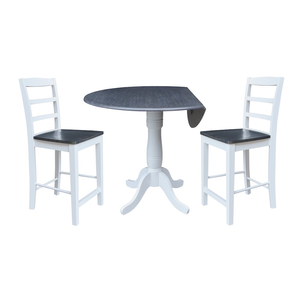 42" Round Pedestal Table with Two Counter Height Stools. Picture 2