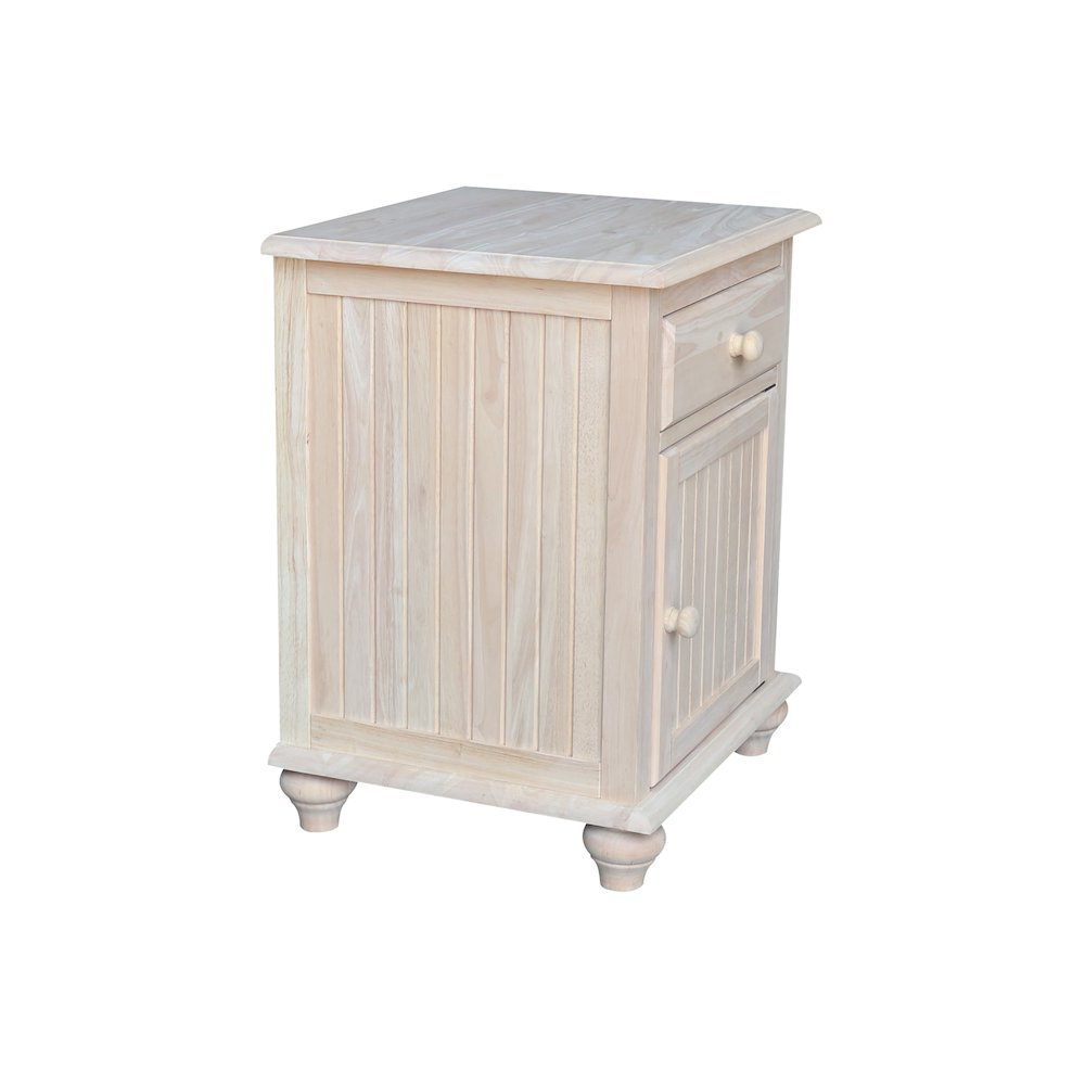 Solid Wood Nightstand with Storage Cabinet, Ready to Finish Bedside Table. Picture 4