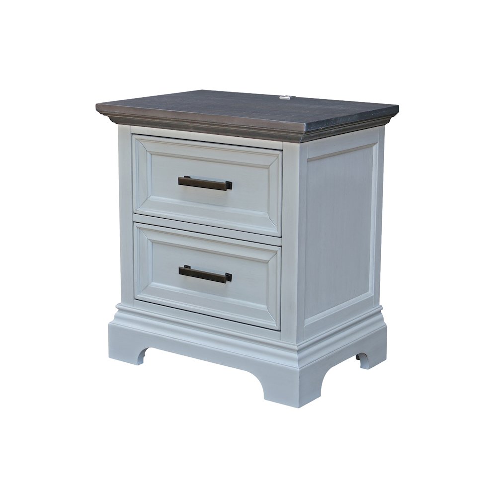 2-Drawer Nightstand with USB Charging, Mist & Heather Gray Bedside Table. Picture 4
