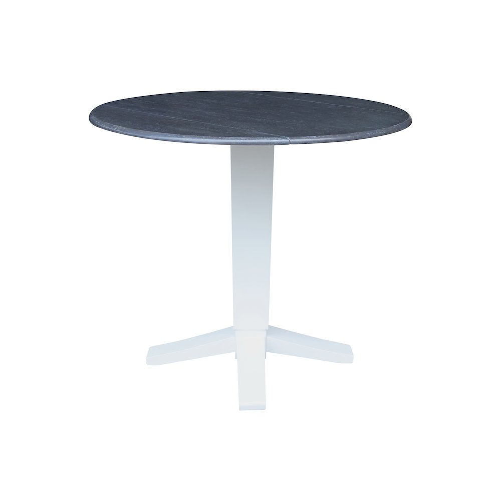 42" Solid Wood Round Dual Drop Leaf Dining Pedestal Table - 36.3"High. Picture 4