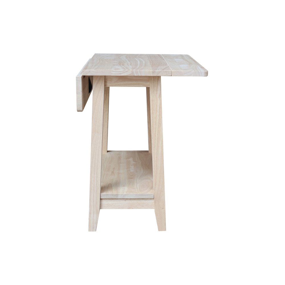 Solid Wood Square Drop Leaf Side Table, Unfinished. Picture 3