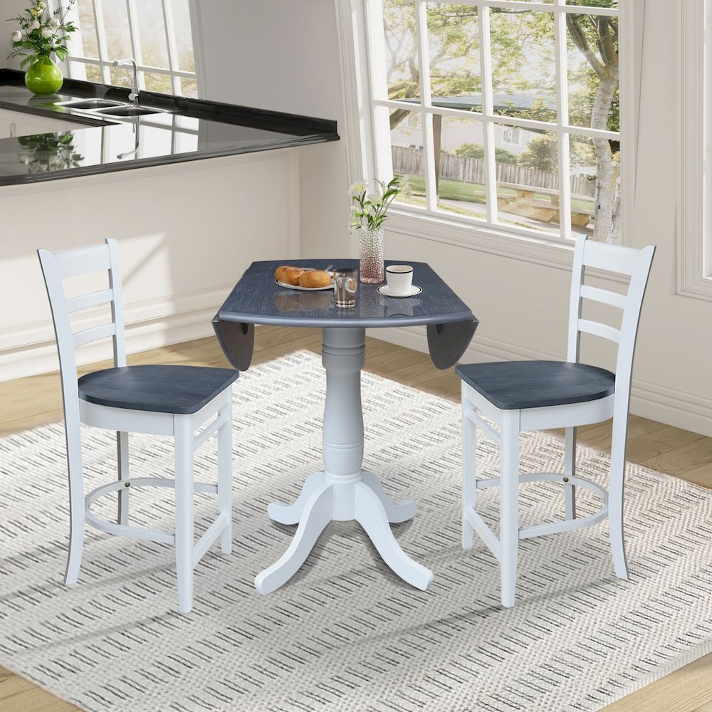42" Round Pedestal Table with Two Counter Height Stools. Picture 6