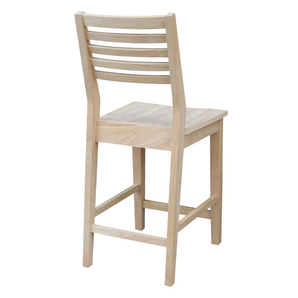 Aspen Counter height Slat Stool - 24" Seat Height, Unfinished. Picture 6