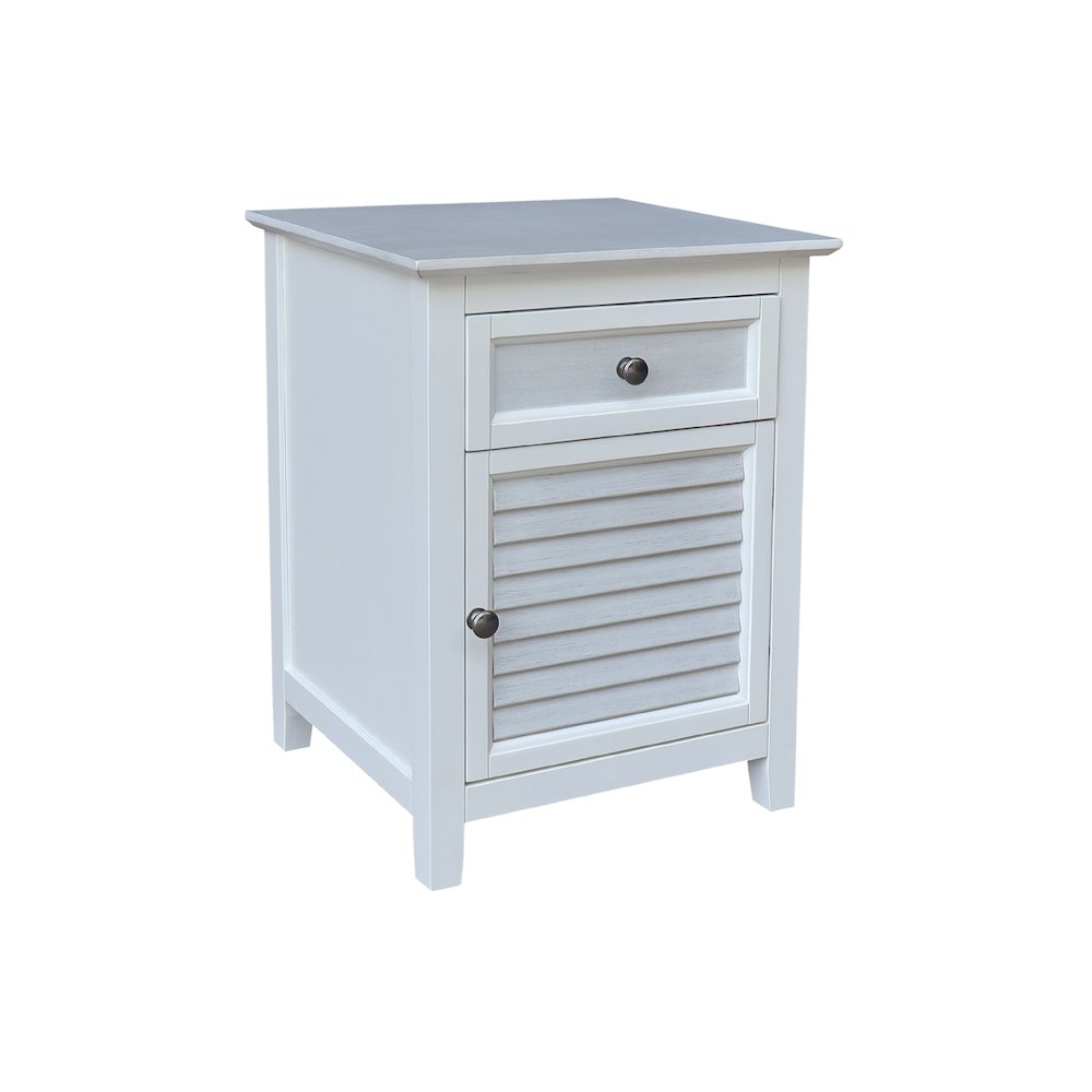 Solid Wood Nightstand with Storage Cabinet, Chalk & White Two-Tone Bedside Table. Picture 4