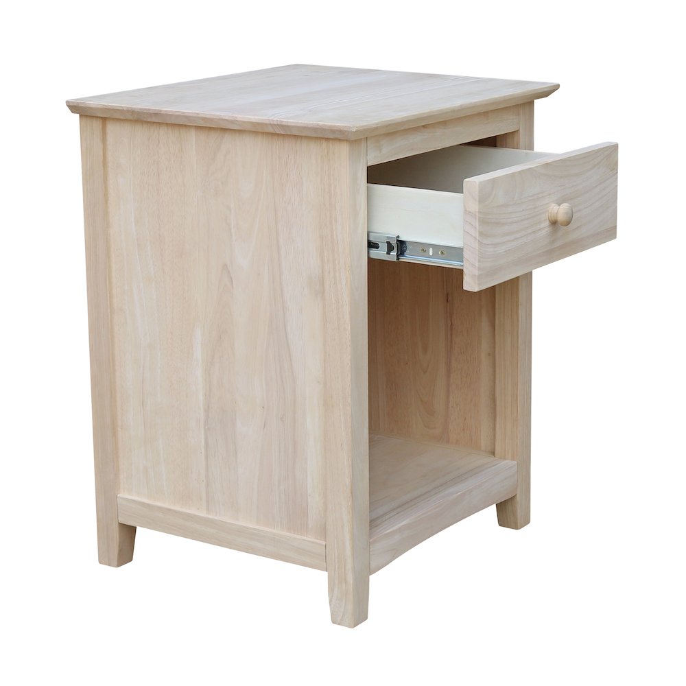 Solid Wood 1-Drawer Nightstand, Unfinished Ready to Finish Bedside Table. Picture 6