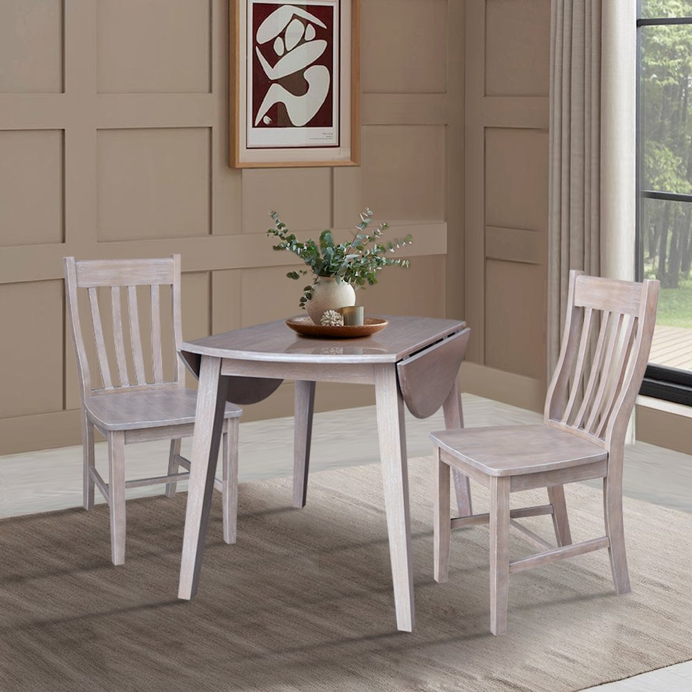 42" Round Dual Drop Leaf Dining Table with 2 Chairs. Picture 5