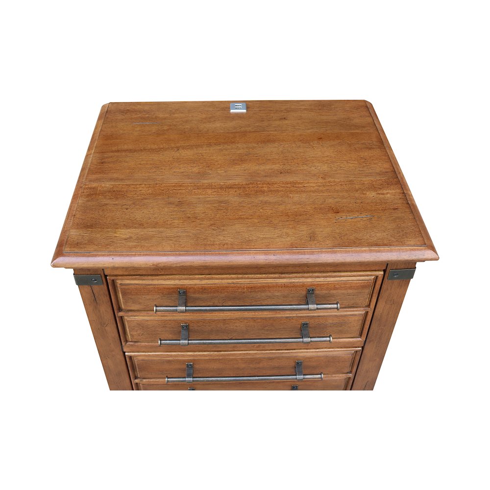 2-Drawer Nightstand with USB Charging, Rich Bourbon Brown Wide Bedside Chest. Picture 11