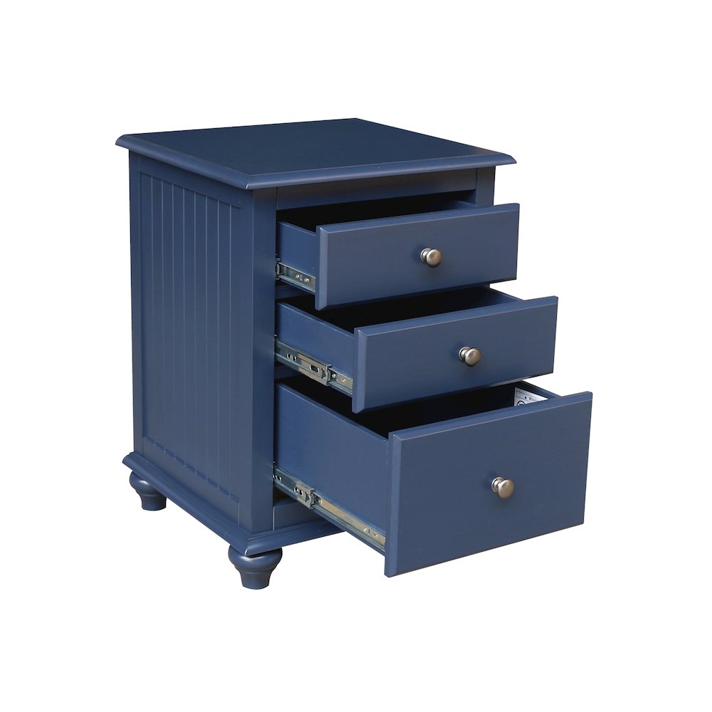 3-Drawer Nightstand, Modern Denim Blue Bedside Table with Tiered Storage. Picture 8