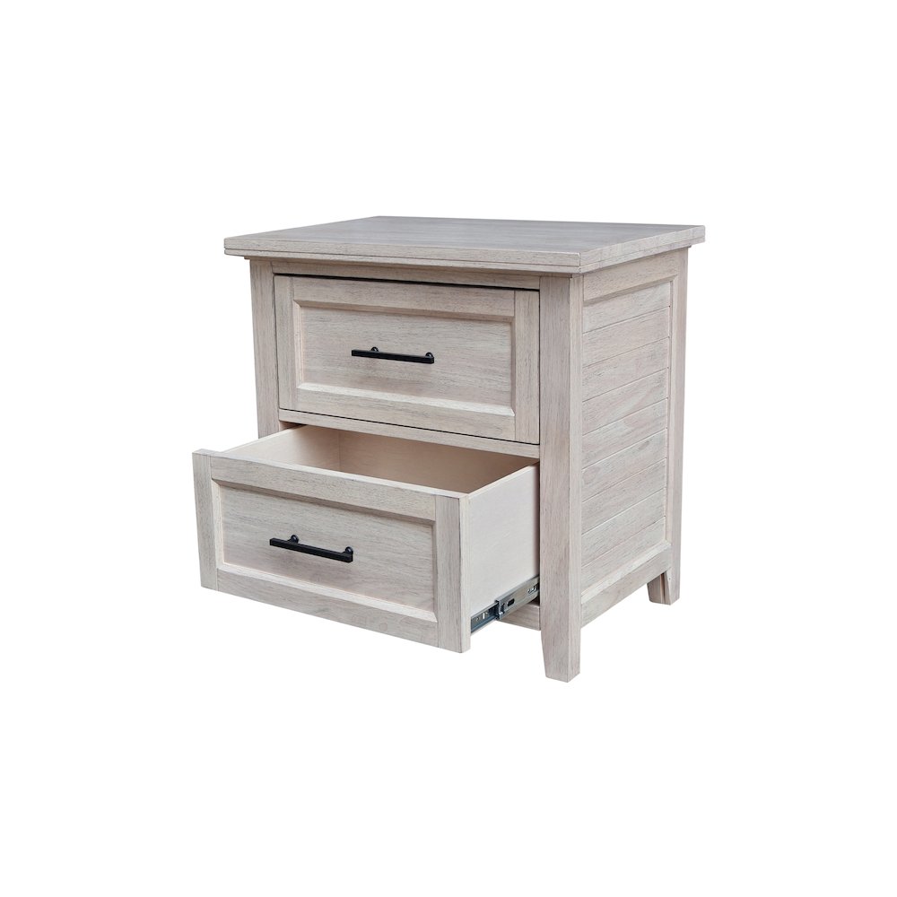 2-Drawer Nightstand, Extra-Deep Macchiato Brown Bedside Chest. Picture 7