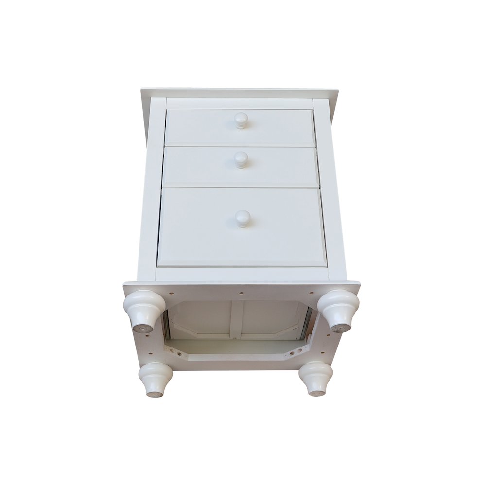 Solid Wood 3-Drawer Nightstand, Classic White Bedside Table with Tiered Storage. Picture 10